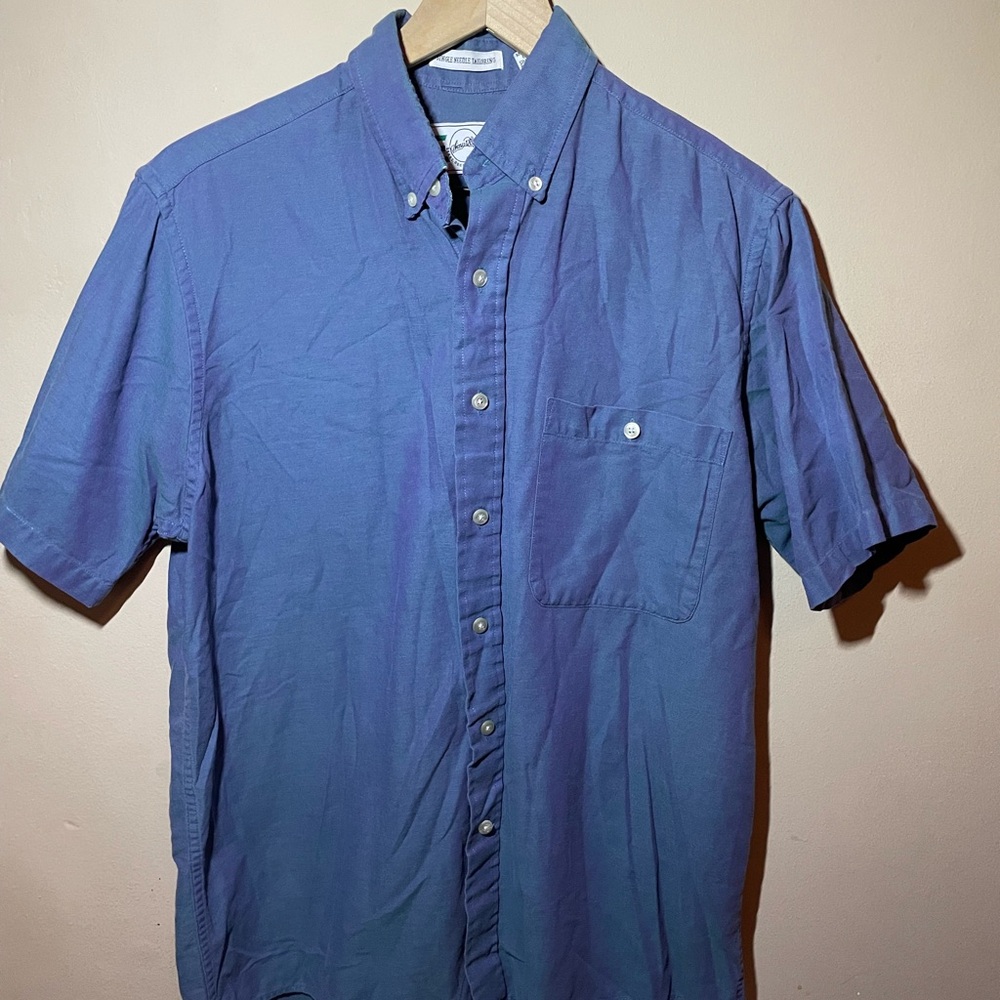 Vintage Sears Short-Sleeve Button-Down Shirt - Blue, medium